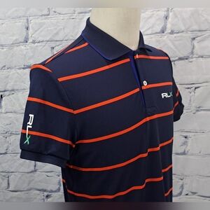 RLX Ralph Lauren Men's Golf Polo Shirt Logo Navy Red Striped Small